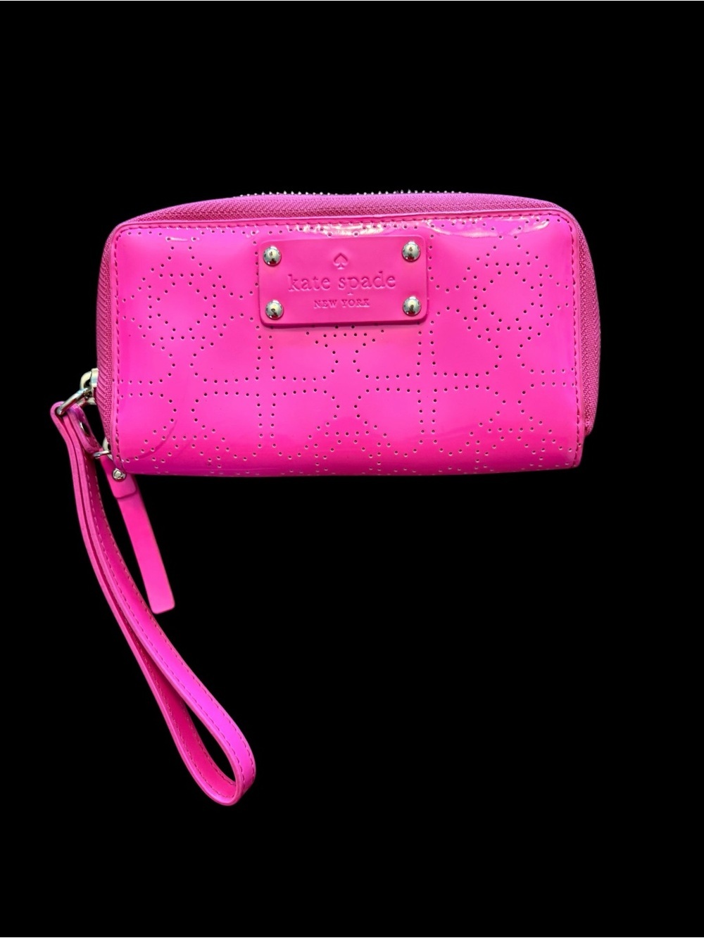 kate spade Hot Pink Perforated Wristlet Clutch
